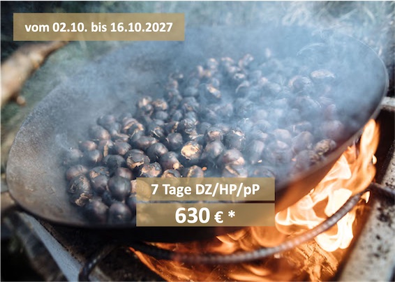 Wochenangebot Törggelen vom 2.10. - 16.10.2027 - 7 Tage DZ/HP/pP - 630 € *